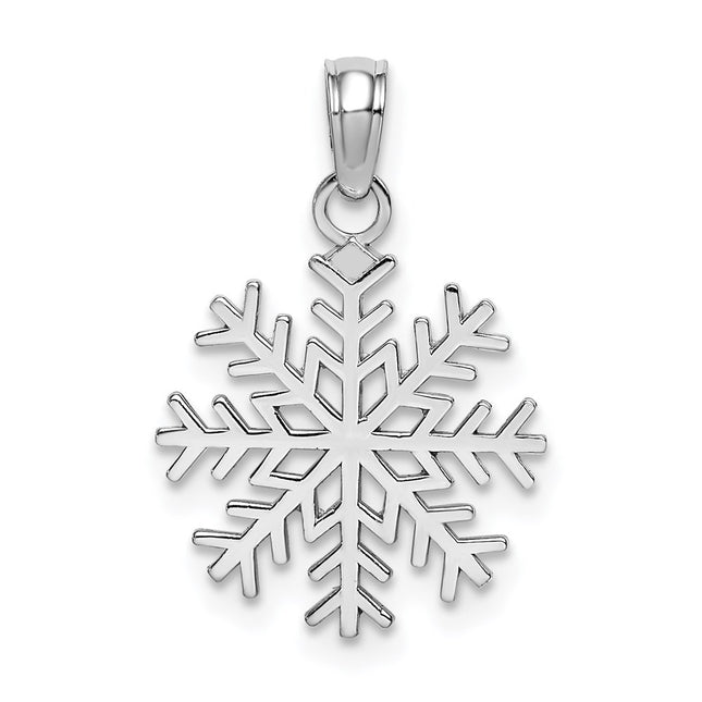 14k White Gold Snowflake Pendant, 18 x 13.8mm