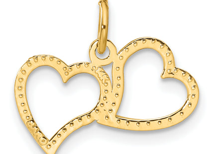 14K Polished Double Heart Pendant, 18 x 19mm