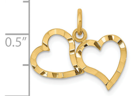 14K Polished Double Heart Pendant, 18 x 19mm