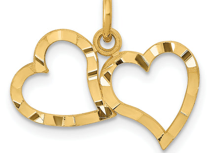 14K Polished Double Heart Pendant, 18 x 19mm