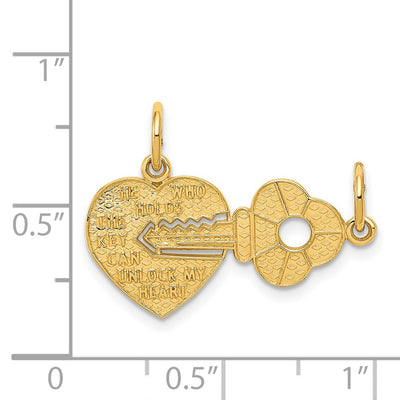 14K Heart and Key Break Apart Charm