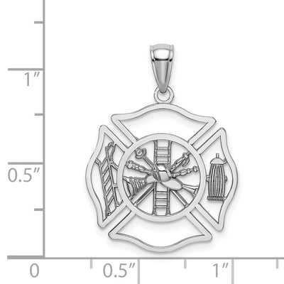 14K White Gold Fireman Shield Charm