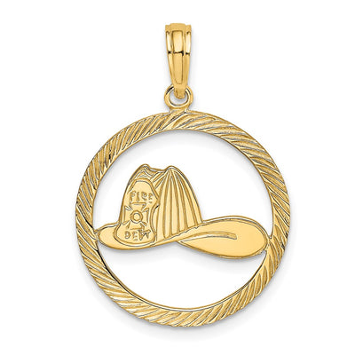 14K Fireman Helmet in Disk Charm