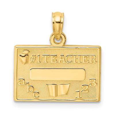 14K #1 Teacher Charm, 11.35 x 17.35mm