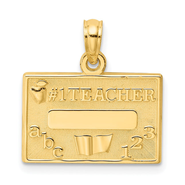 14k #1 Teacher Charm, 11.35 x 17.35mm