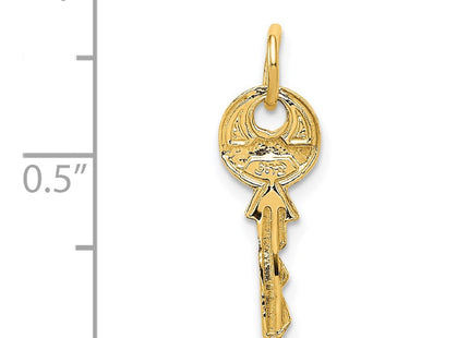 14K gold key charm, further view