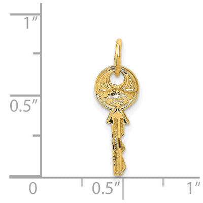 14K Polished 3D Rounded Top Key Charm, 20 x 8mm