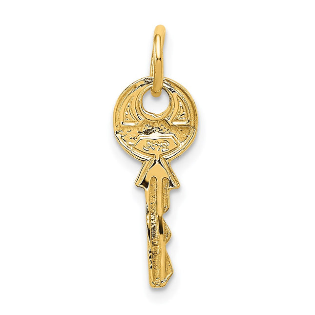 14K Polished 3D Rounded Top Key Charm, 20 x 8mm