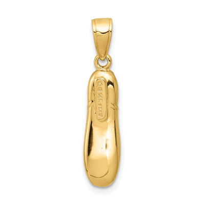 14K 3-D Ballet Slipper Pendant, 25 x 5mm