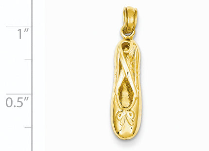 14k 3-D Ballet Slipper Pendant, 25 x 5mm