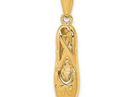 14k 3-D Ballet Slipper Pendant, 25 x 5mm