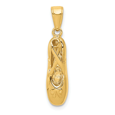 14K 3-D Ballet Slipper Pendant, 25 x 5mm