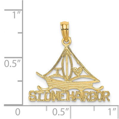 14K I LOVE STONE HARBOR Sailboat Charm