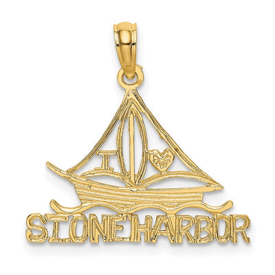 14K I LOVE STONE HARBOR Sailboat Charm