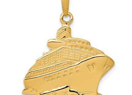 14k Cruise Ship Pendant, 27 x 21mm