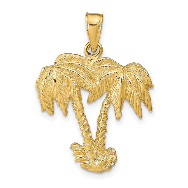 14k Double Palm Trees Pendant, 31 x 22mm