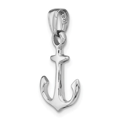 14K White Gold Anchor Pendant