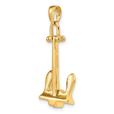 14K 3-D T-Bar Style Anchor Pendant