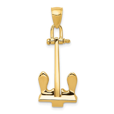 14K gold anchor pendant