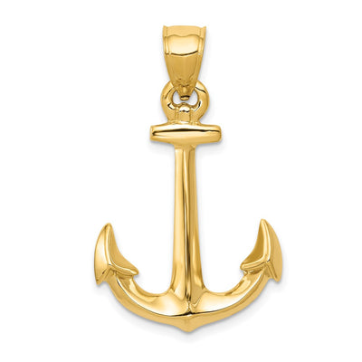 14K gold anchor pendant