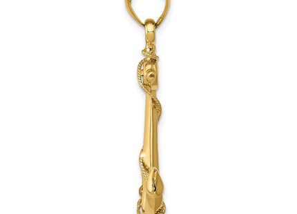 14K gold anchor pendant, alternate view
