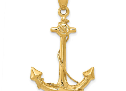 14K gold anchor pendant, another view