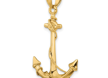 14K gold anchor pendant, further view