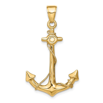 14K gold anchor pendant