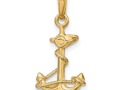 14k 3-D Anchor with Rope Pendant (Style C3343)