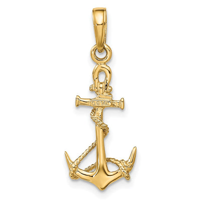 14K 3-D Anchor w/Shackle and Entwined Rope Pendant