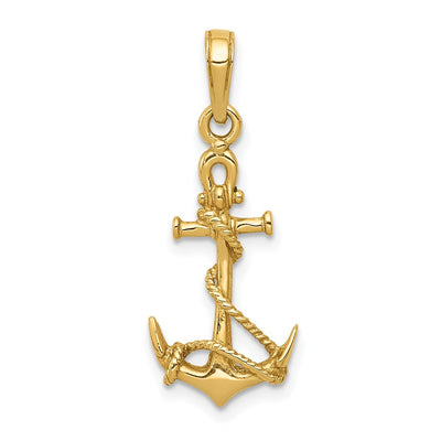 14K gold anchor pendant