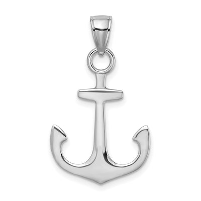 14K White Gold Polished 3-D Anchor Charm, 28 x 18.45mm