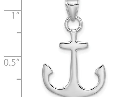 14K white gold anchor charm, another view