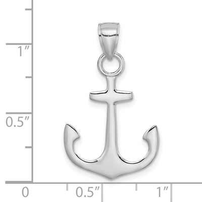 14K White Gold Polished 3-D Anchor Charm, 28 x 18.45mm