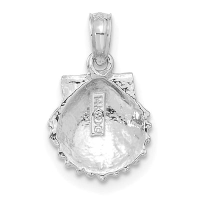 14K White Gold Scallop Shell Pendant, 17 x 10mm