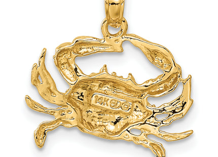 14K Blue Crab Pendant