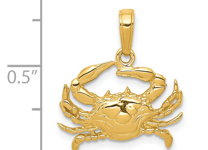 14K Blue Crab Pendant