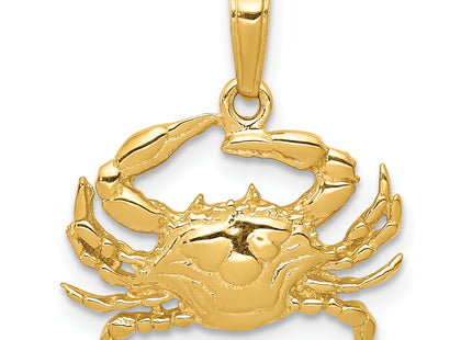 14K Blue Crab Pendant