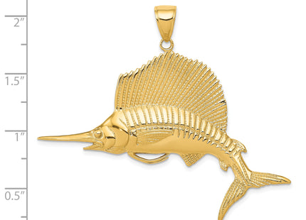 14K Sailfish Pendant, 45 x 55mm
