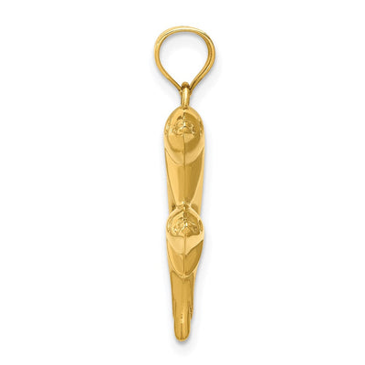 14K Dolphin Pair Pendant, 24 x 18mm