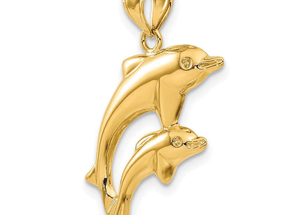14k Dolphin Pair Pendant (Style C3442)