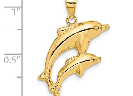 14k Dolphin Pair Pendant (Style C3442)