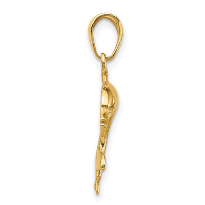 14K Dolphin Swimming Pendant