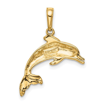 14K Dolphin Swimming Pendant