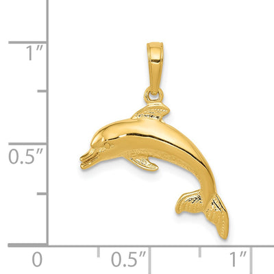 14K Dolphin Swimming Pendant