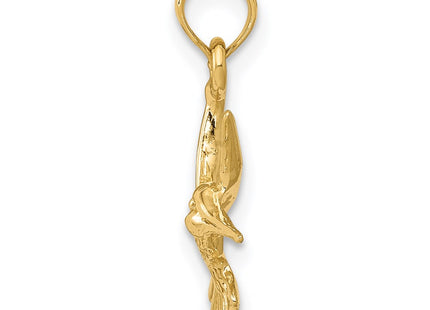 14K gold hummingbird pendant, alternate view