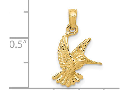 14K gold hummingbird pendant, another view