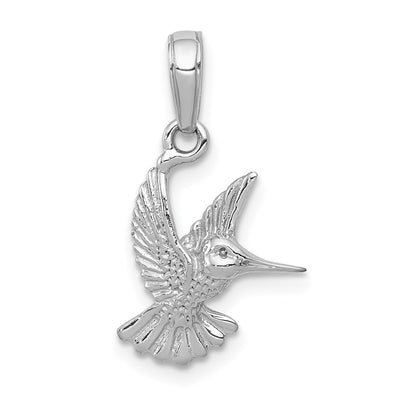 14K white gold hummingbird pendant