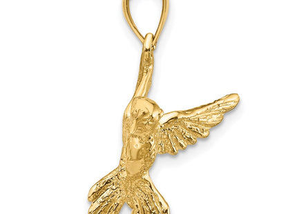 14K gold hummingbird pendant, alternate view