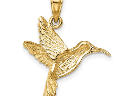 14K gold hummingbird pendant, further view